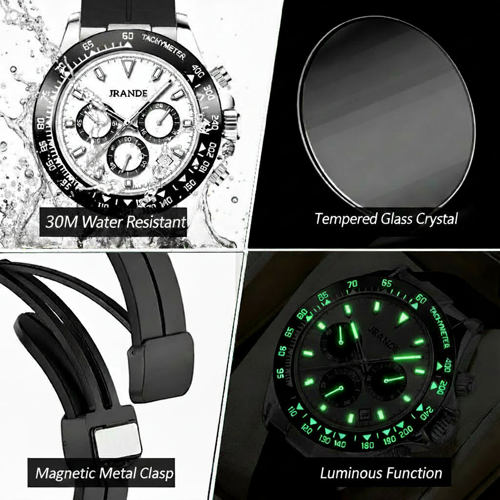 JRANDE H6527G Quartz Watches for Men 30M Waterproof