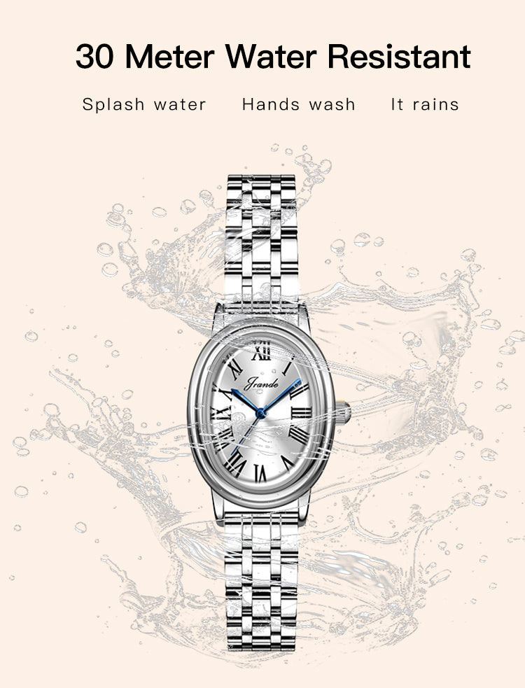 JRANDE H9758L Quartz Watches Stainless Steel 30M Water Resistant
