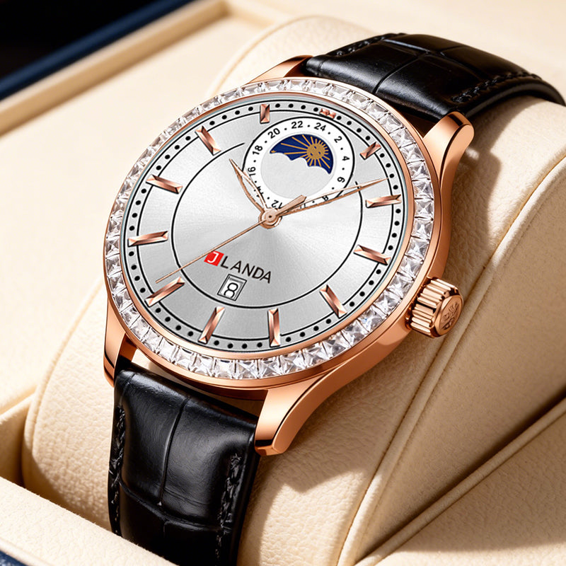 JRANDE J6514G Men's Leather Strap Quartz Watch | Water Resistant
