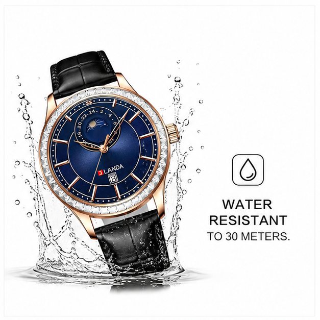 JRANDE J6514G Men's Leather Strap Quartz Watch | Water Resistant