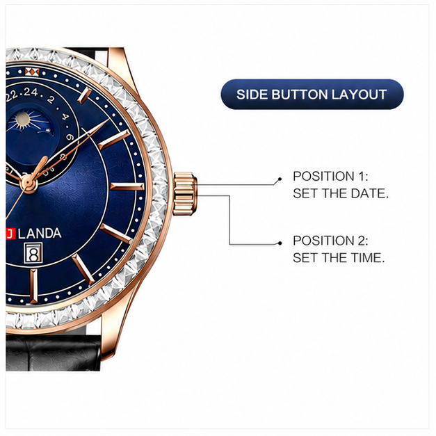 JRANDE J6514G Men's Leather Strap Quartz Watch | Water Resistant