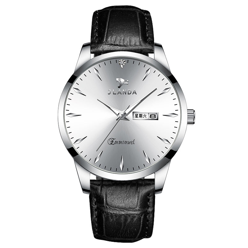 JRANDE J6703G Men's Leather Strap Quartz Watch | Stainless Steel | Water Resistant