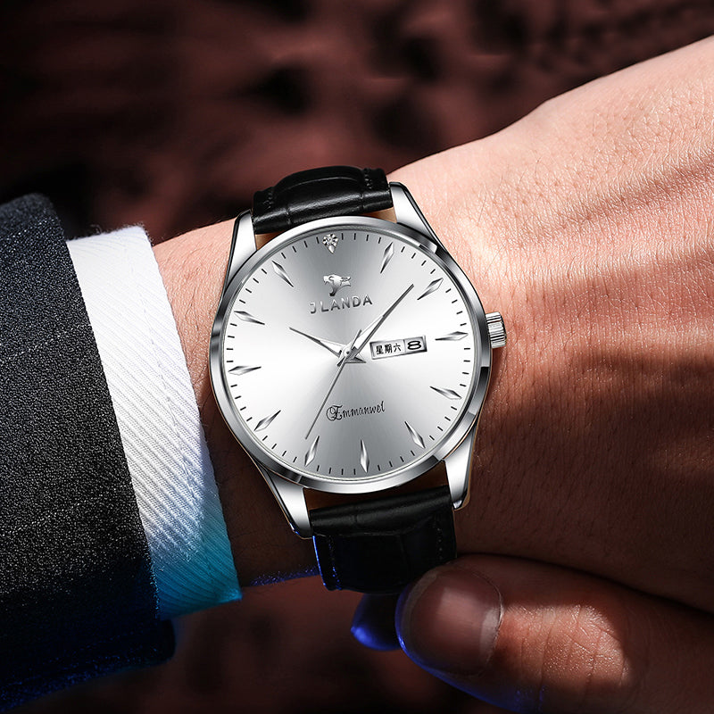 JRANDE J6703G Men's Leather Strap Quartz Watch | Stainless Steel | Water Resistant
