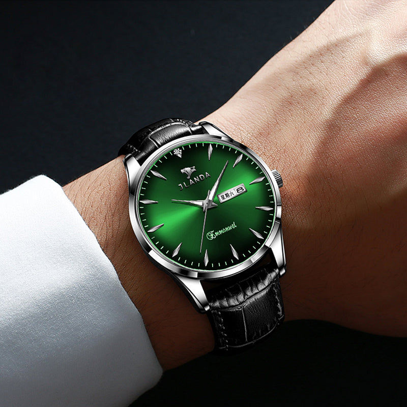JRANDE J6703G Men's Leather Strap Quartz Watch | Stainless Steel | Water Resistant