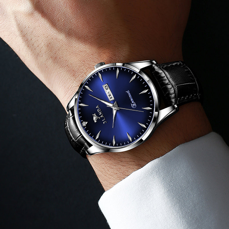 JRANDE J6703G Men's Leather Strap Quartz Watch | Stainless Steel | Water Resistant